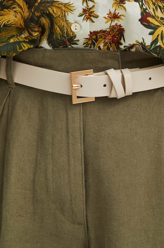 Lněné kraťasy zelená barva zelená RS24.SZD074