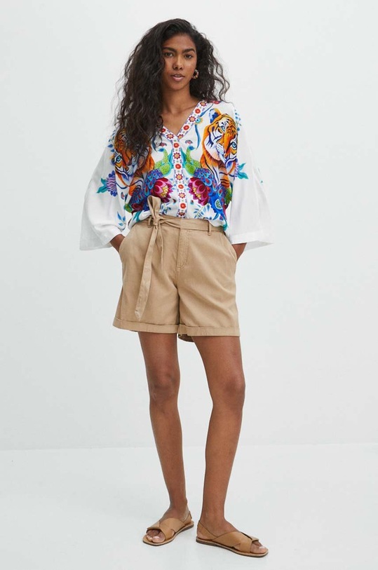 Kraťasy dámské béžová barva RS24.SZD080 béžová RS24