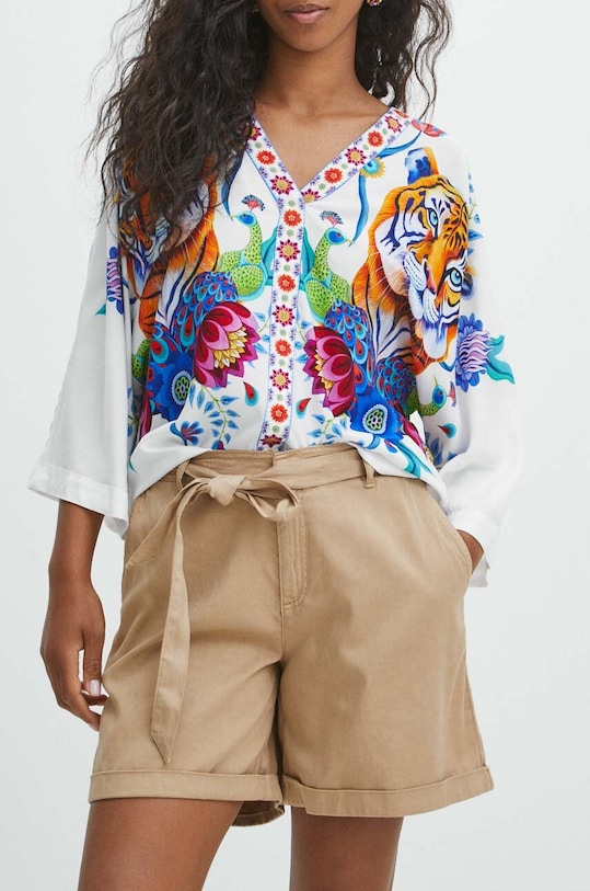 Kraťasy dámské béžová barva béžová RS24.SZD080