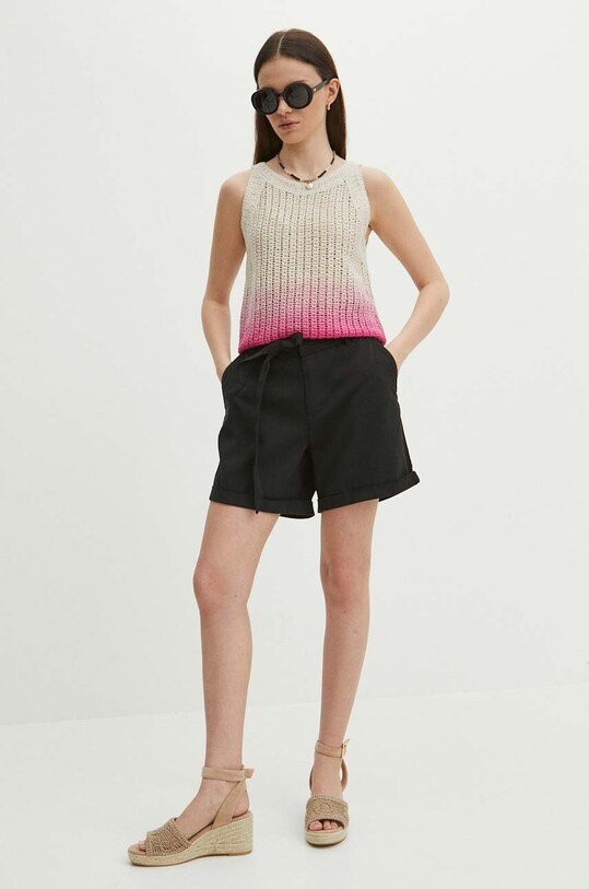 Szorty damskie z paskiem gładkie kolor czarny RS24.SZD080 czarny RS24