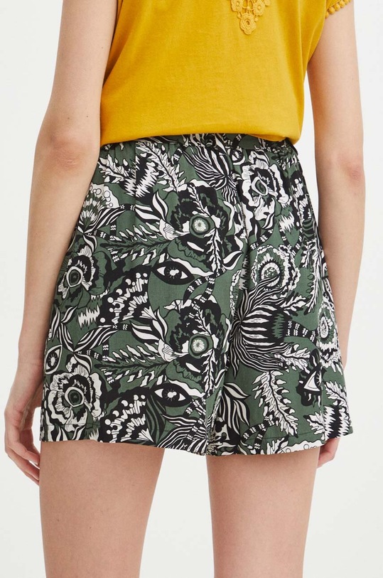 Odzież Szorty damskie z paskiem wzorzyste kolor zielony RS24.SZD093 zielony