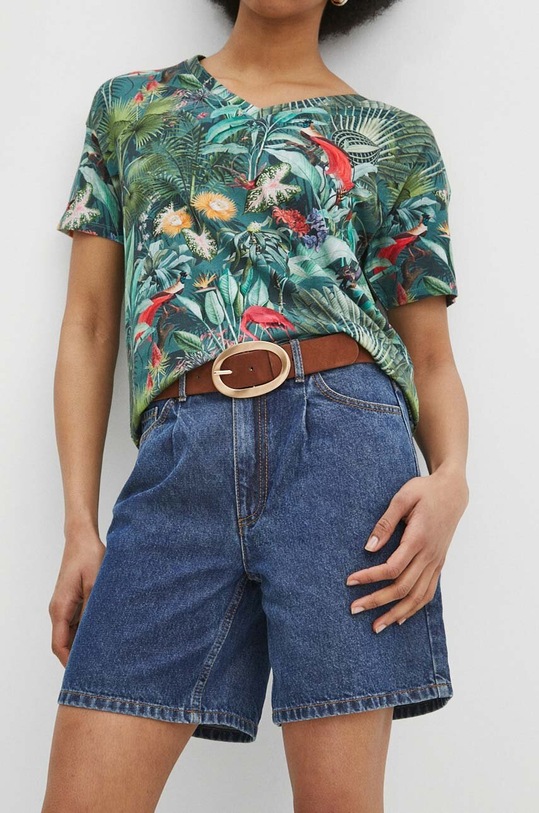 Bavlnené šortky dámske tmavomodrá farba jednofarebný tmavomodrá RS24.SZD702