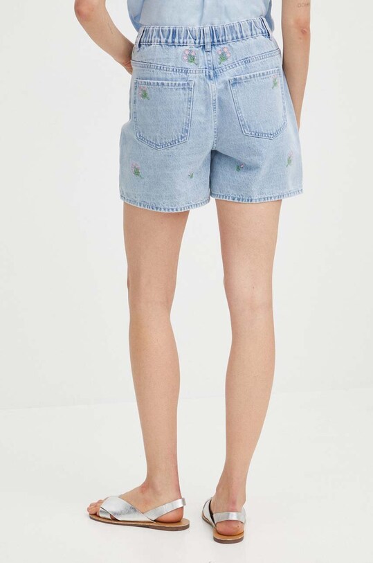 Odzież Szorty jeansowe damskie mom fit z ozdobnym haftem kolor niebieski RS24.SZDA03 niebieski