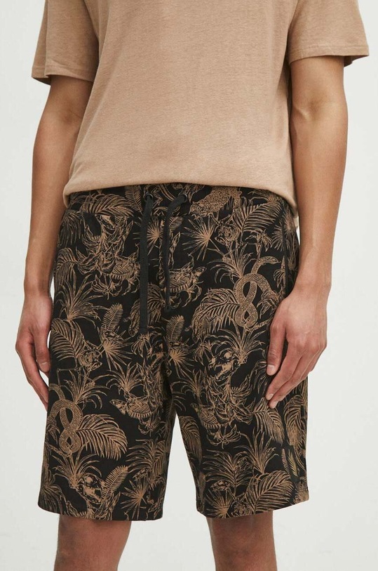 Bavlnené šortky pánske so vzorom čierna farba s elastanom čierna RS24.SZM720