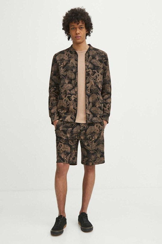 Bavlnené šortky pánske so vzorom čierna farba RS24.SZM720 čierna RS24