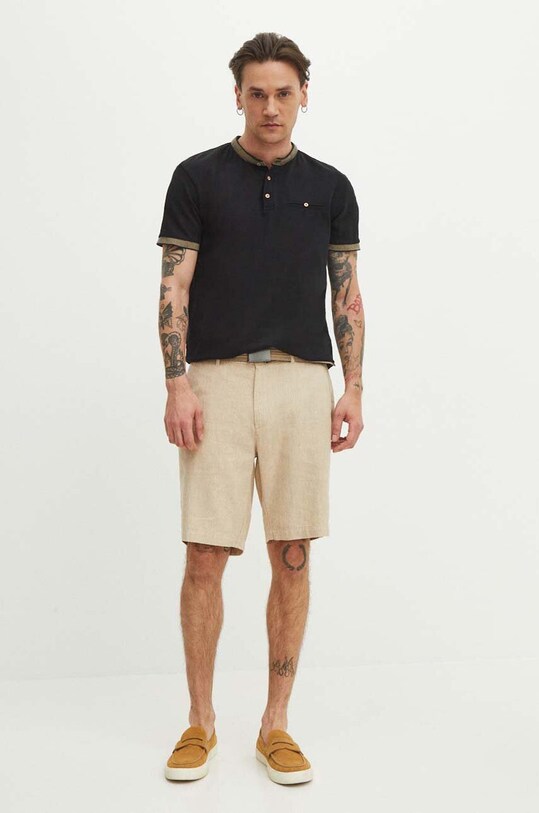 Medicine pantaloni scurti din in RS24.SZMB10 bej RS24