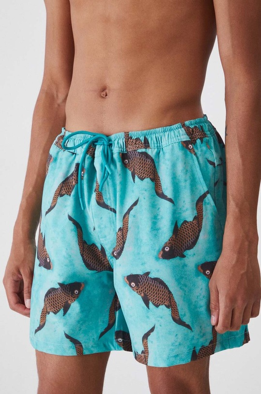 Szorty kąpielowe męskie wzorzyste kolor turkusowy turkusowy RS24.SZMC20