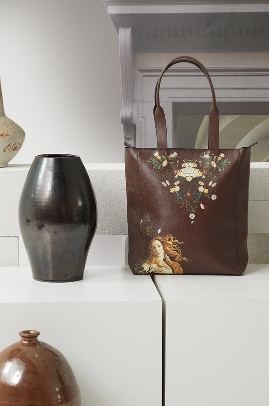 Kabelka dámska z ekologickej kože z kolekcie Eviva L'arte hnedá farba potlač hnedá RS24.TOD256