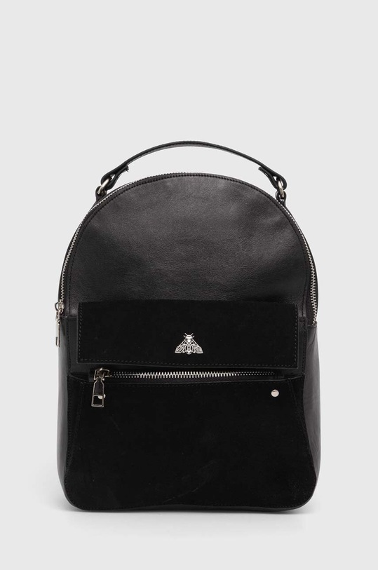 Plecak skórzany damski z zamszowymi wstawkami kolor czarny skóra licowa czarny RS24.TOD510