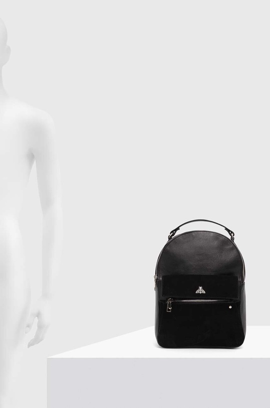 Plecak skórzany damski z zamszowymi wstawkami kolor czarny RS24.TOD510