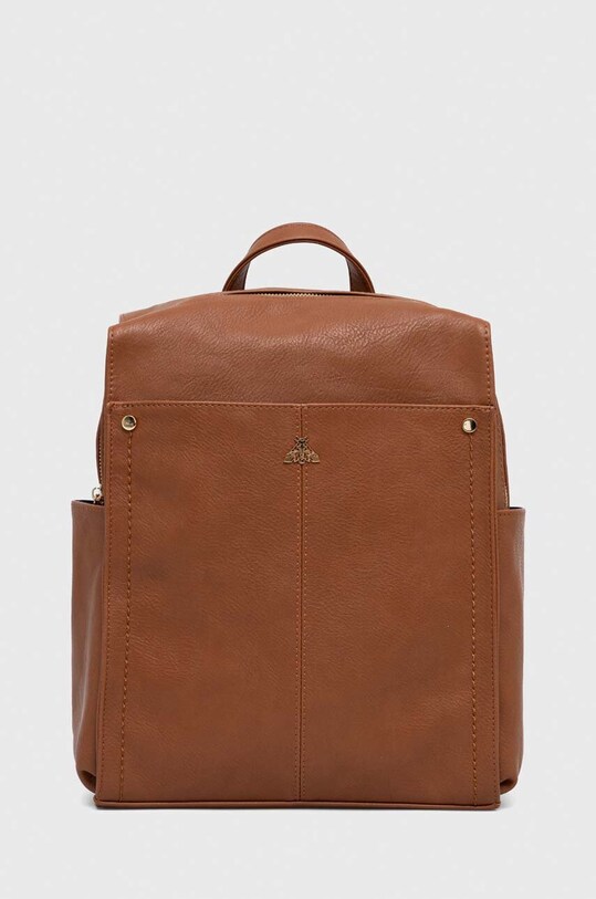 Plecak damski ze skóry ekologicznej gładki kolor brązowy mieści A4 brązowy RS24.TOD516