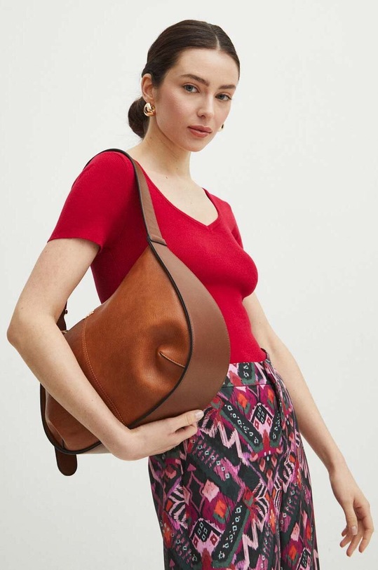 Torebka damska ze skóry ekologicznej kolor brązowy imitacja skóry licowej brązowy RS24.TOD517