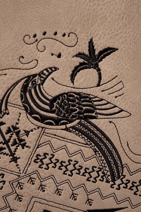 Torebka damska ze skóry ekologicznej z ozdobnym haftem kolor beżowy beżowy RS24.TOD608