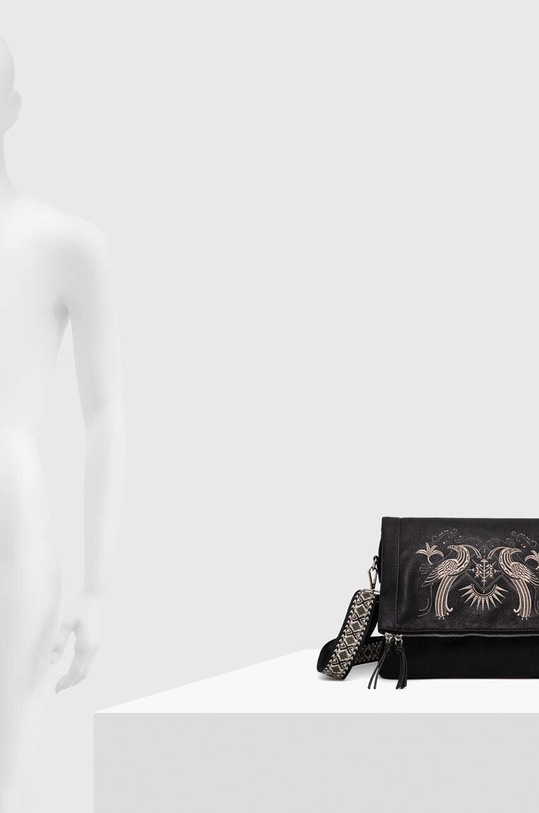 Kabelka dámska z ekologickej kože s ozdobnou výšivkou čierna farba RS24.TOD609