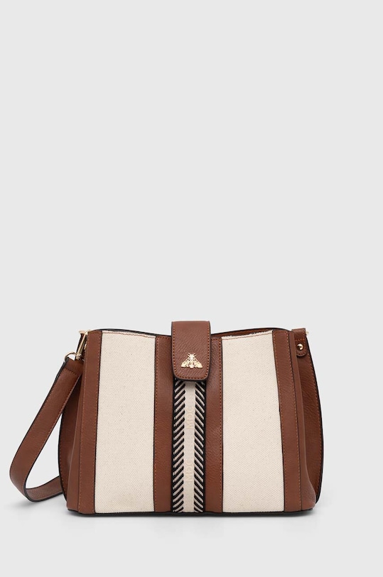 Torebka damska ze skóry ekologicznej z ozdobnymi wstawkami kolor brązowy imitacja skóry licowej brązowy RS24.TOD700