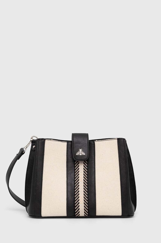 Torebka damska ze skóry ekologicznej z ozdobnymi wstawkami kolor czarny imitacja skóry licowej czarny RS24.TOD700