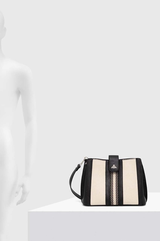 Torebka damska ze skóry ekologicznej z ozdobnymi wstawkami kolor czarny RS24.TOD700