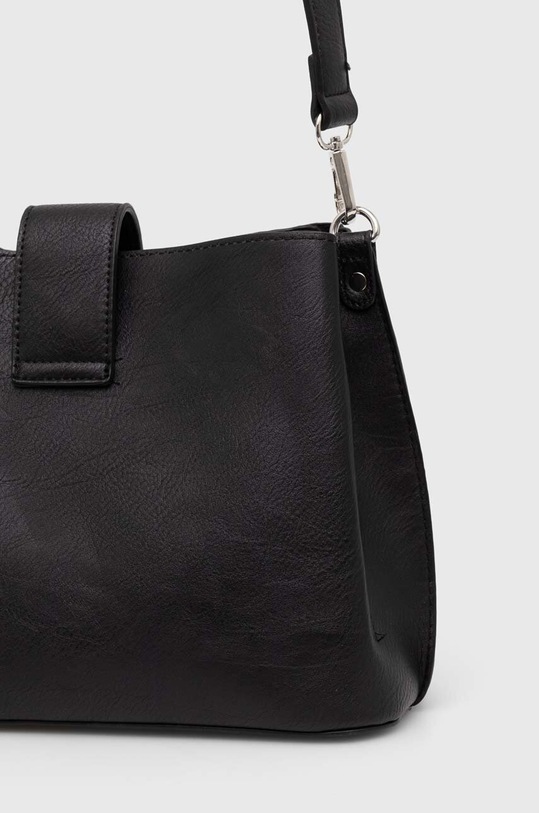 Torebka damska ze skóry ekologicznej z ozdobnymi wstawkami kolor czarny czarny RS24.TOD700