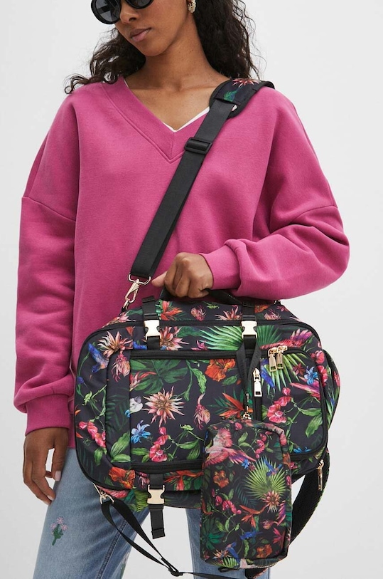 Plecak travel damski wielofunkcyjny wzorzysty kolor czarny wzorzyste czarny RS24.TOD718