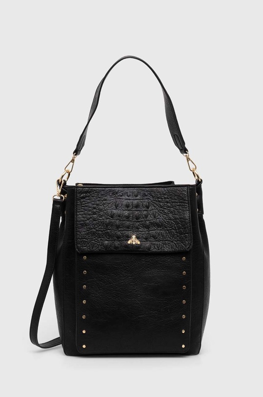 Torebka damska ze skóry ekologicznej kolor czarny mieści A4 czarny RS24.TOD915