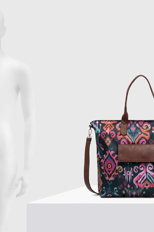 Torebka damska typu shopper wzorzysta kolor turkusowy RS24.TOD916