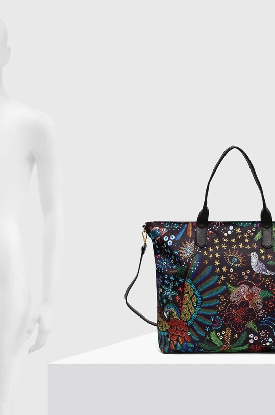 Torebka damska typu shopper wzorzysta kolor czarny RS24.TOD916