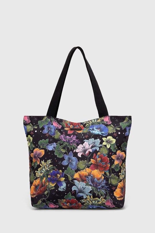 Torebka damska typu shopper wzorzysta kolor czarny bez paska czarny RS24.TODC00