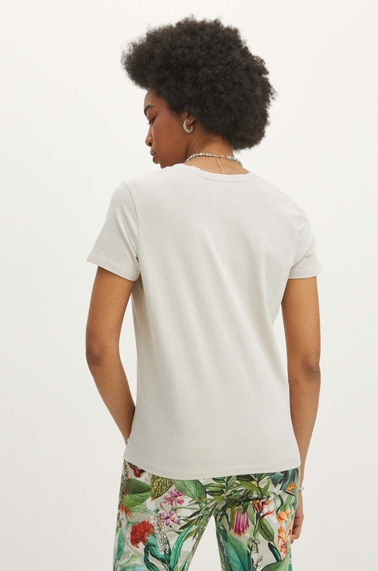 Odzież T-shirt bawełniany damski z domieszką elastanu kolor beżowy RS24.TSD011 beżowy