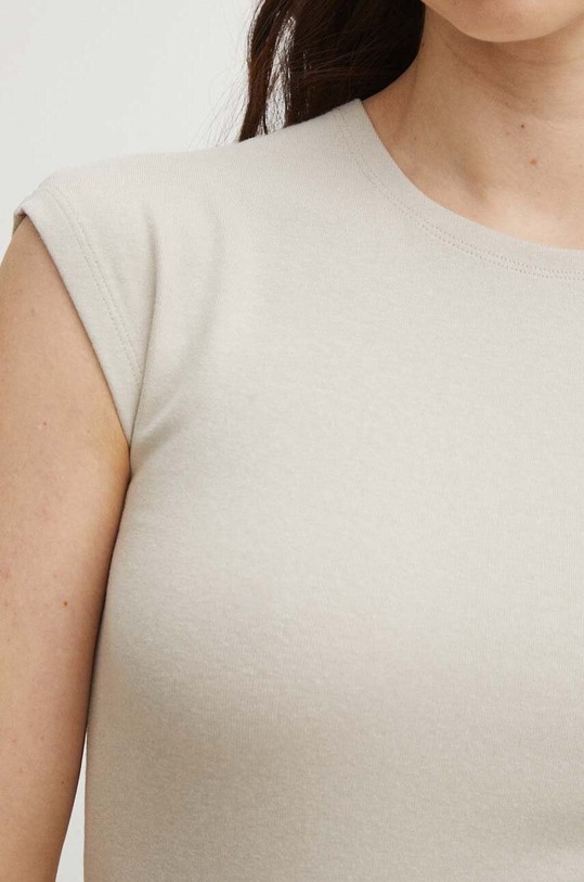 T-shirt damski gładki z domieszką elastanu i modalu kolor beżowy RS24.TSD052 beżowy