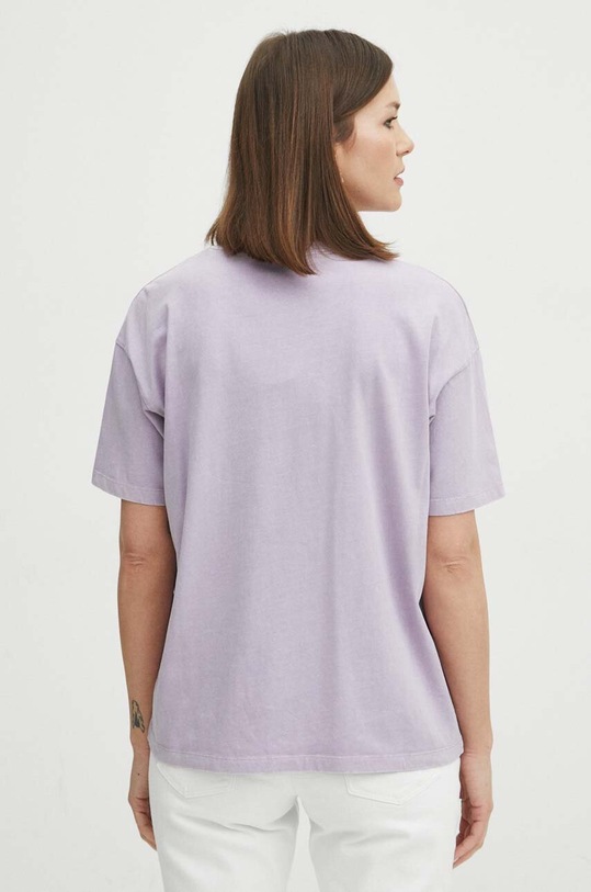 Odzież T-shirt bawełniany damski z efektem sprania kolor fioletowy RS24.TSD060 fioletowy