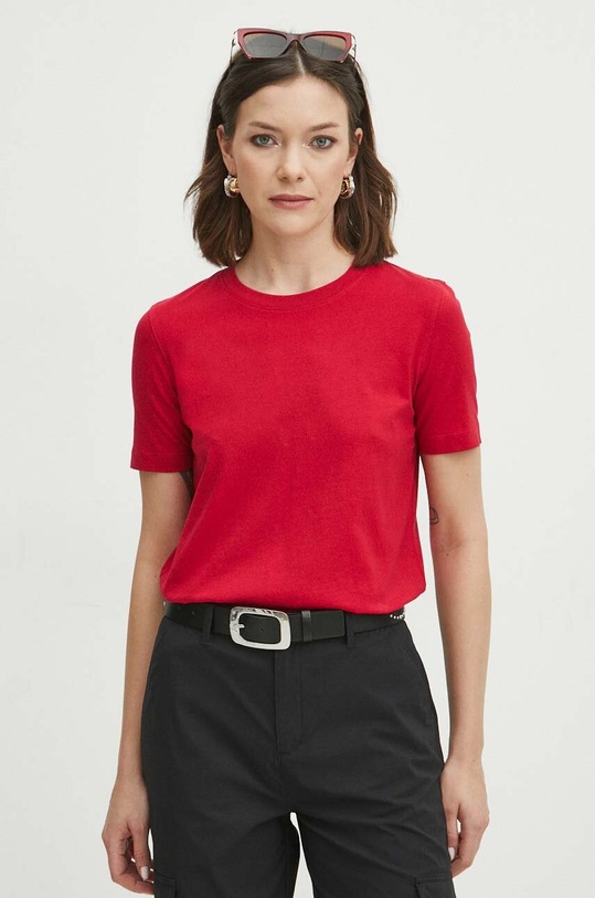 T-shirt bawełniany damski kolor różowy bawełna różowy RS24.TSD061