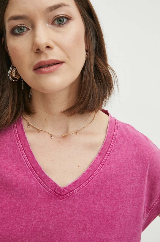 Bavlnené tričko dámske ružová farba RS24.TSD062 ružová