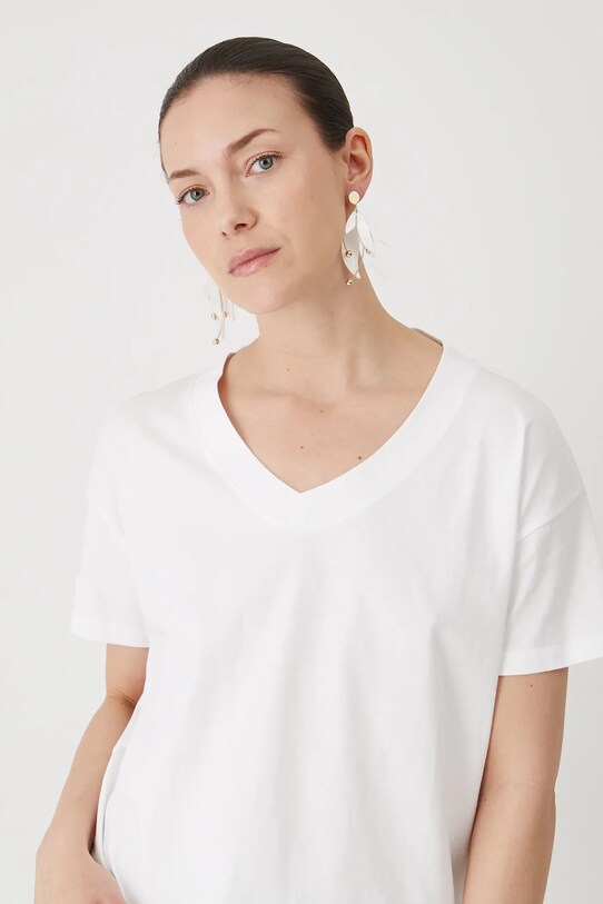 T-shirt bawełniany damski kolor biały RS24.TSD074 biały RS24