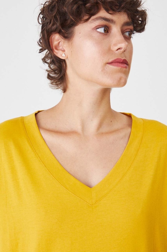 Bavlnené tričko dámske žltá farba žltá RS24.TSD074
