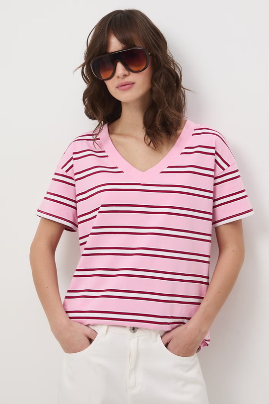 T-shirt damski bawełniany RS24-TSD074 różowy RS24