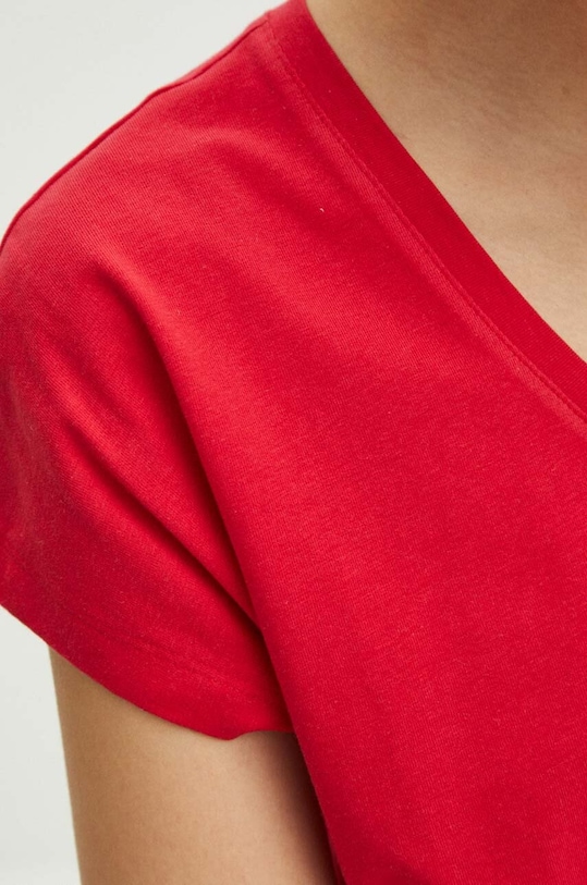 T-shirt bawełniany damski kolor czerwony RS24.TSD076 czerwony