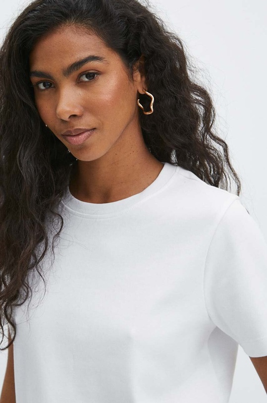 T-shirt bawełniany damski interlock kolor biały biały RS24.TSD083