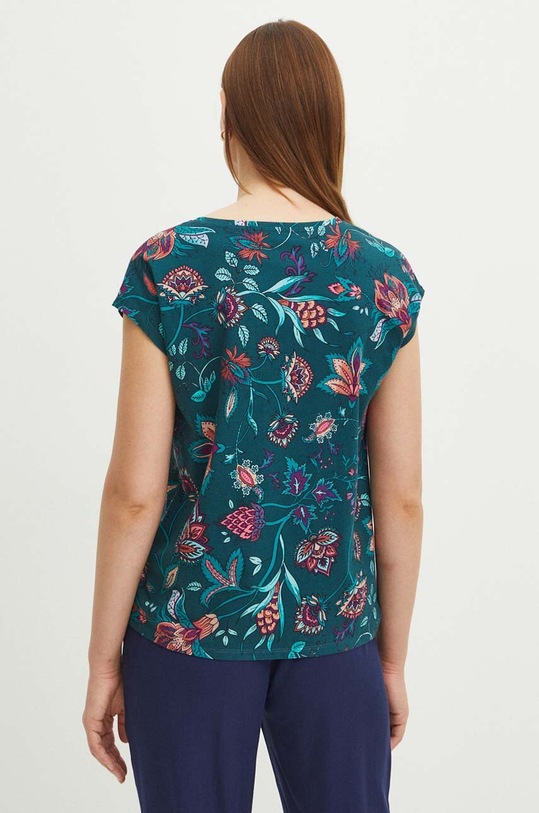 T-shirt bawełniany damski wzorzysty kolor zielony zielony RS24.TSD096