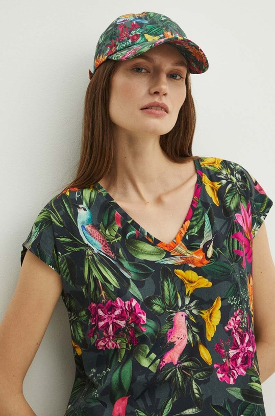 Bavlněné tričko zelená barva regular zelená RS24.TSD096