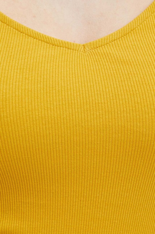 T-shirt bawełniany damski z domieszką elastanu prążkowany kolor żółty RS24.TSD0A1 żółty