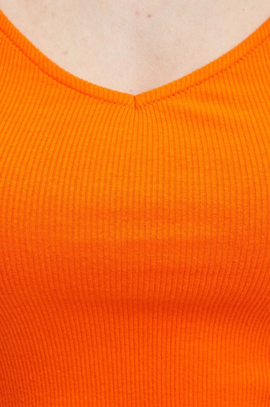 T-shirt bawełniany damski z domieszką elastanu prążkowany kolor pomarańczowy RS24.TSD0A1 pomarańczowy