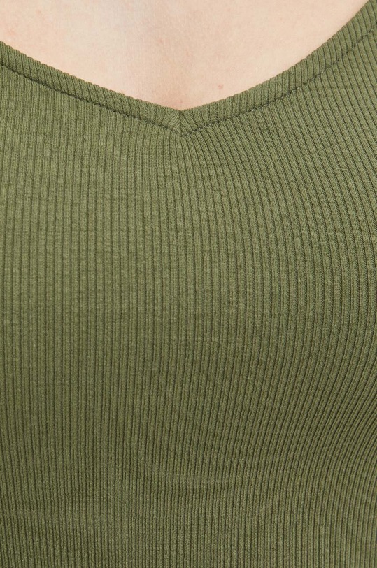 T-shirt bawełniany damski z domieszką elastanu prążkowany kolor zielony RS24.TSD0A1 zielony