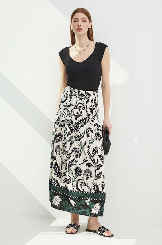 Bavlnené tričko dámske s prímesou elastanu pruhované čierna farba RS24.TSD0A1 čierna RS24