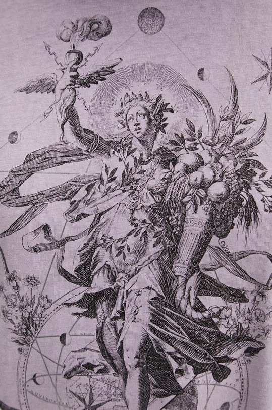 T-shirt bawełniany damski z kolekcji Zodiak - Panna kolor fioletowy RS24.TSD151