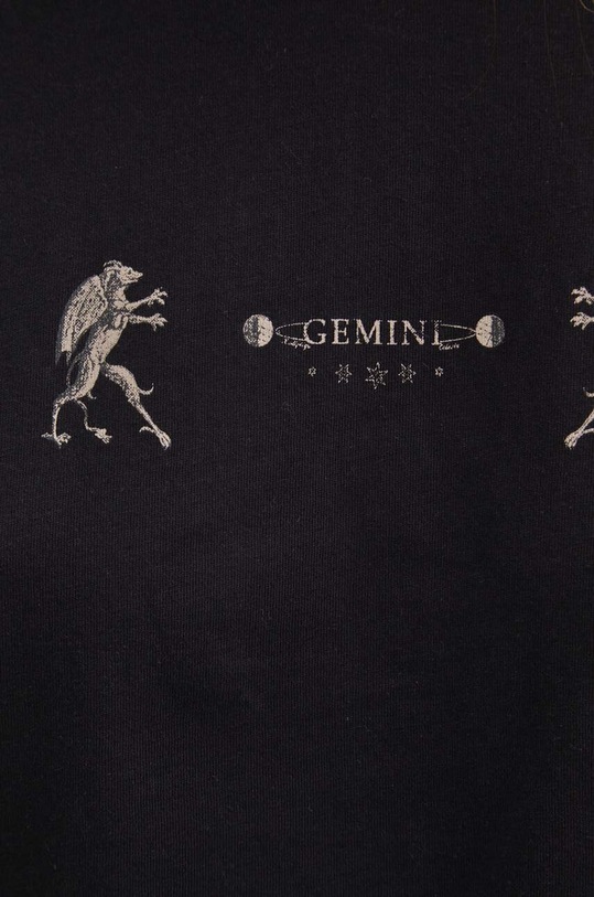 T-shirt bawełniany damski z kolekcji Zodiak - Bliźnięta kolor czarny RS24.TSD152