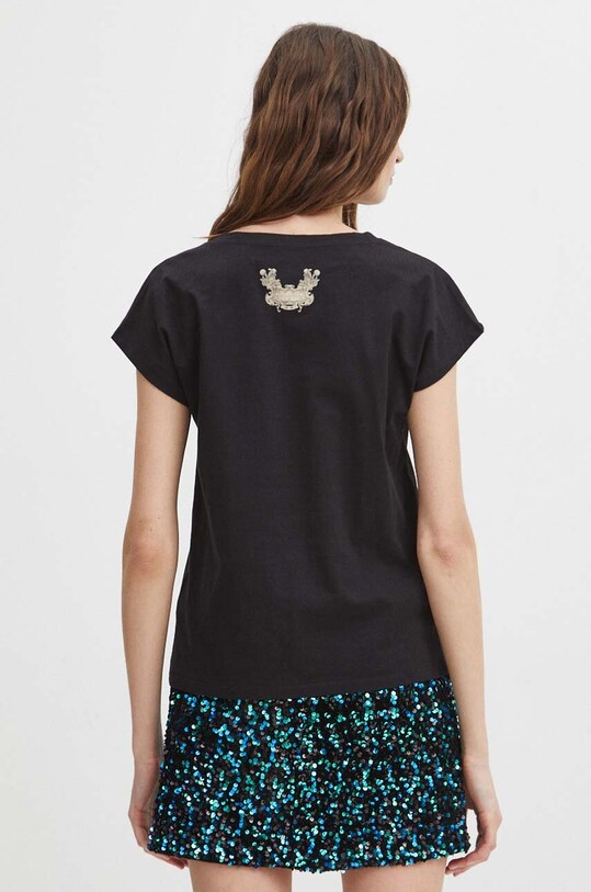 T-shirt bawełniany damski z kolekcji Zodiak - Rak kolor czarny czarny RS24.TSD153