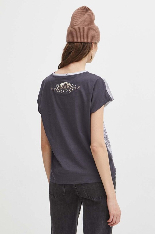 T-shirt bawełniany damski z kolekcji Zodiak - Byk kolor szary szary RS24.TSD154