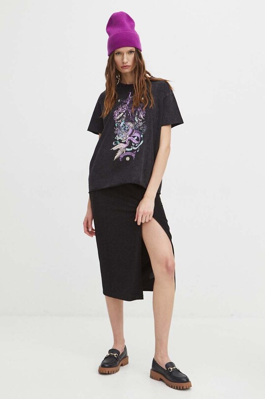 Odzież T-shirt bawełniany damski z kolekcji Zodiak - Koziorożec kolor szary RS24.TSD160 szary
