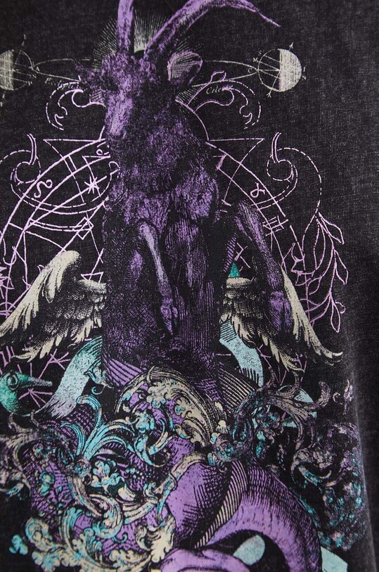 T-shirt bawełniany damski z kolekcji Zodiak - Koziorożec kolor szary RS24.TSD160