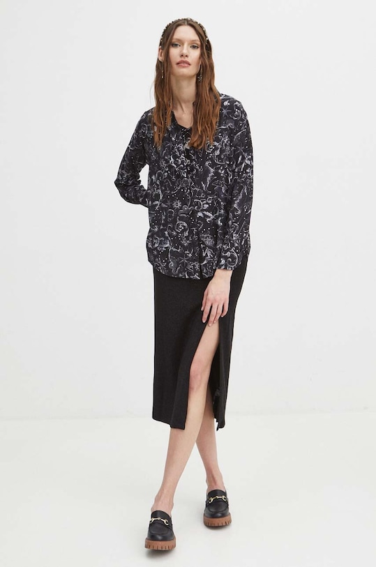 Odzież T-shirt bawełniany damski z domieszką elastanu z kolekcji Zodiak kolor czarny RS24.TSD162 czarny